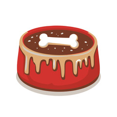 Vector icon of a dog bowl with food white background