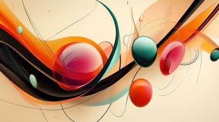 Abstract swirling colorful spheres digital art background design