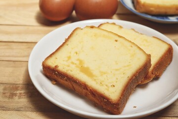 Close up of butter cake bakery