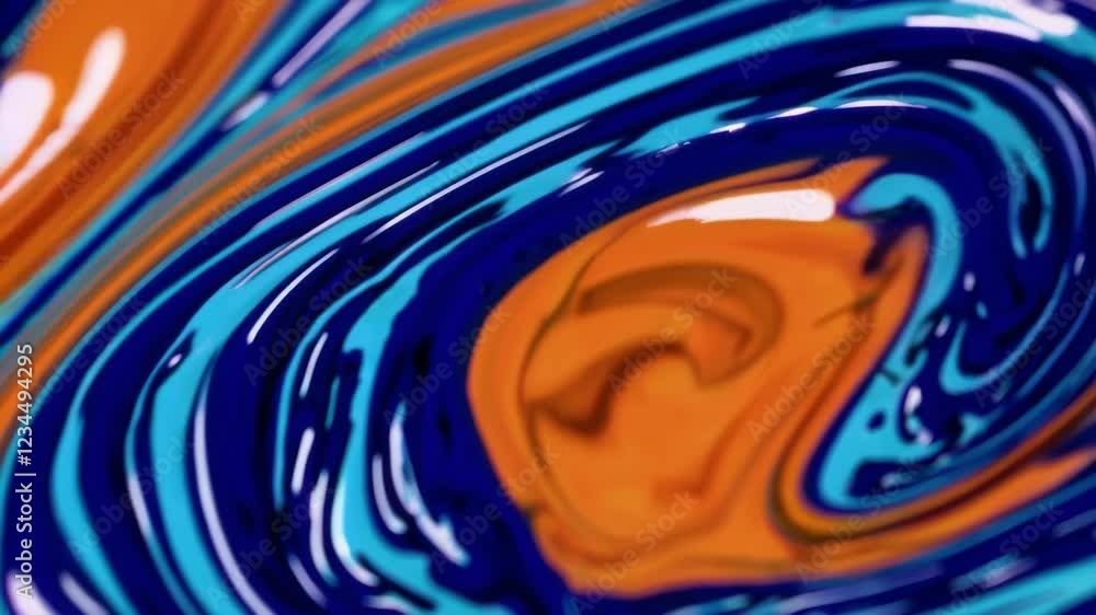 Poster colorful abstract swirl pattern with vibrant orange and blue hues, dynamic motion. modern art and de