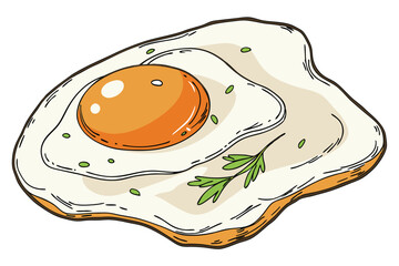 Sunny-side up egg, vibrant orange yolk, crispy edges, white background, macro photography, high contrast, glossy texture, food photography, appetizing, realistic detail, soft lighting, culinary art