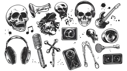 Monochrome Music Symbols and Equipment