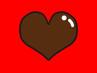 茶色のチョコレート色のハート　かわいいイラスト