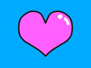 ピンク色の艶のあるハート　シンプルなイラスト