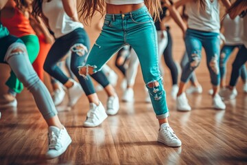 Group of Dancers in Stylish Outfits Performing a Dance Routine