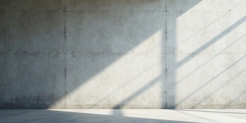 Sunlit Concrete Wall with Shadow Patterns and Empty Floor Space Ideal for Modern Interior Design Projects