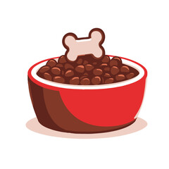 Vector icon of a dog bowl with food white background