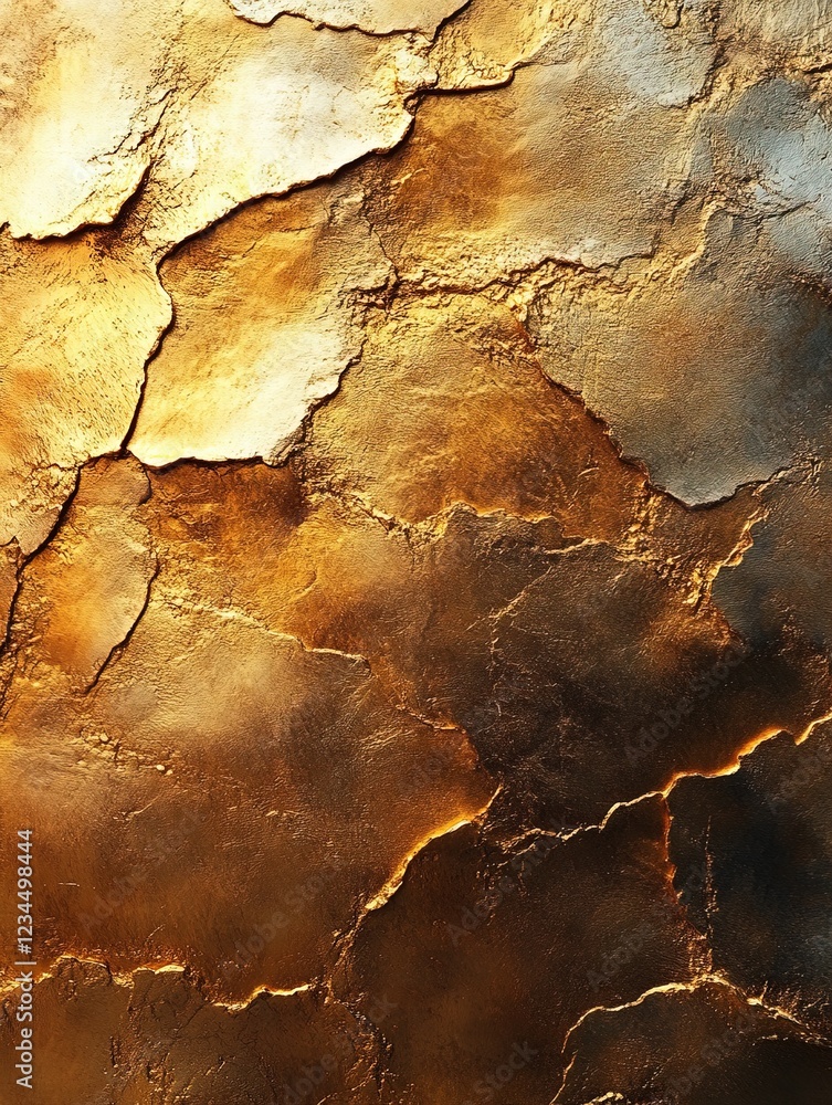 Poster golden rock surface with cracks, creating texture. could be used for backgrounds