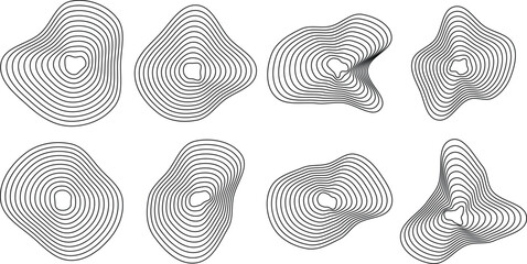 Abstract contour shapes. Natural texture lines. Vector outline illustration bundle.