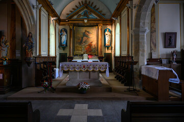 Intérieur de l'église Notre-Dame-de-l'Assomption, Locmaria, Belle-Île-en-Mer, Bretagne, Finistère, Morbihan, France