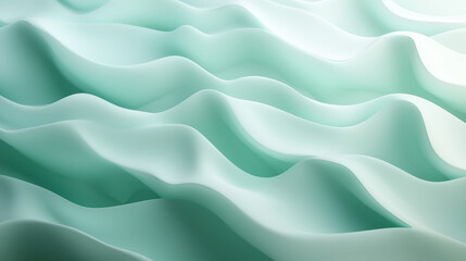 Obraz premium Abstract wave patterns in soft mint green tones