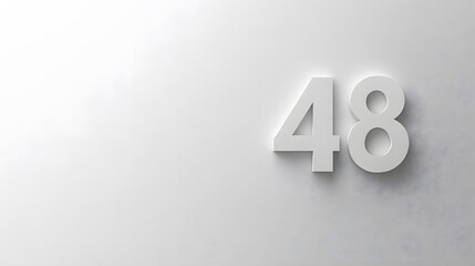 48. A minimalist white backdrop featuring the number 48 in sleek font