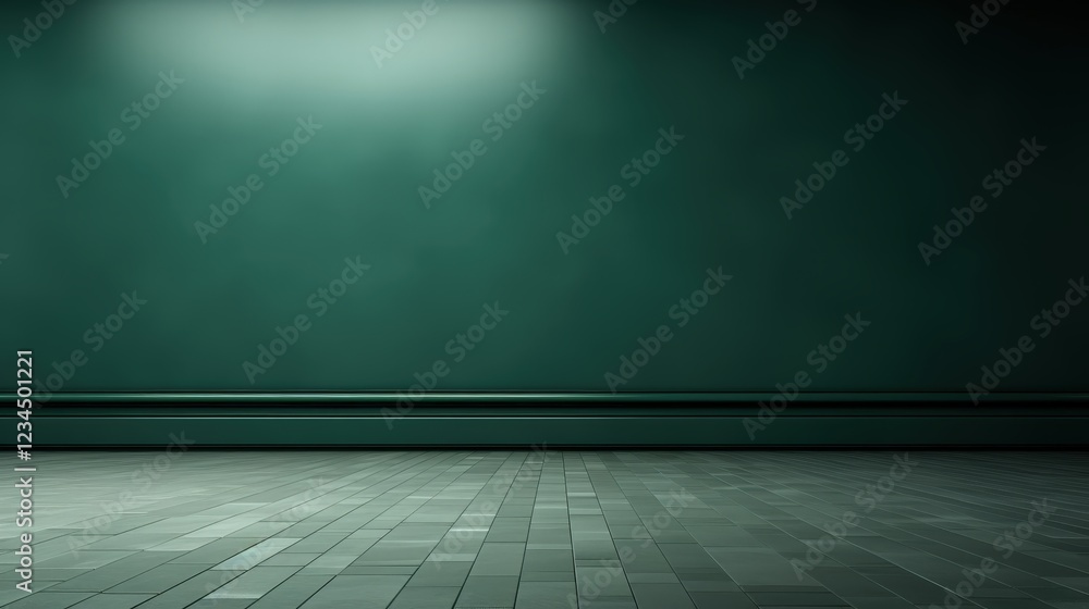 Aufkleber minimalist 3d render of an empty space with dark green walls and floor, ideal for backgrounds and ar