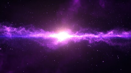 Obraz premium Purple cosmic energy beam explodes in space; background stars; intro video