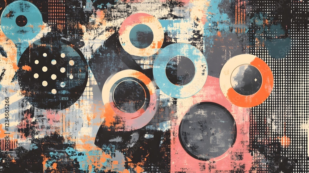 Aufkleber vibrant abstract geometric patterns colliding in colorful digital artwork