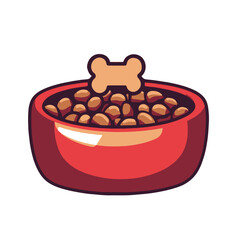 Vector icon of a dog bowl with food white background