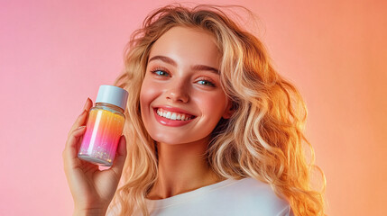 Fototapeta premium Girl with product mockup