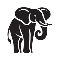 Black and White Elephant Silhouette Design