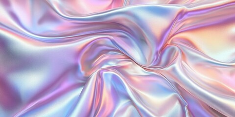 Obraz premium Beautiful iridescent fabric drapes elegantly in soft folds, reflecting a myriad of colors in gentle light