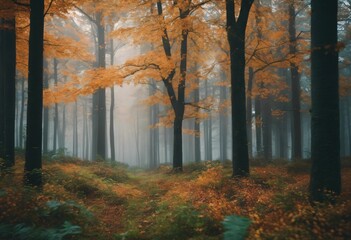 Obraz premium Serene Autumn Forest with Mist
