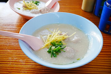 Chinese Rice Porridge Bowl for Breakfast - 中華がゆ 白粥
