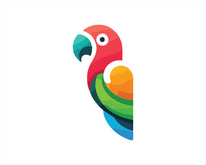 colorful parrot bird logo design template