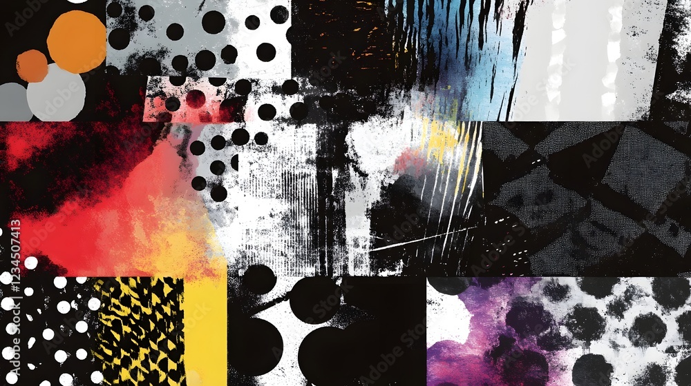 Poster Vibrant Multicolored Abstract Geometric Art Background with Dynamic Patterns and Textures