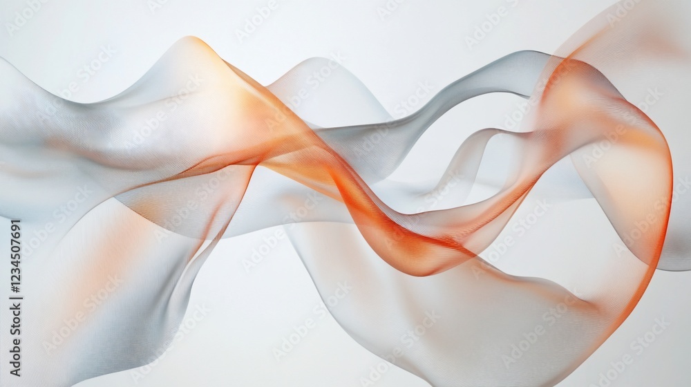 Poster abstract flowing lines with orange and gray hues on a light background
