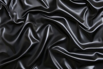 Fototapeta premium Luxurious Black Satin Fabric with Elegant Flowing Texture