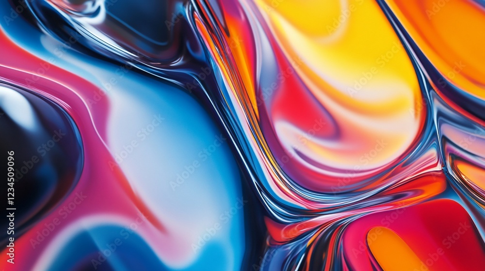 Poster abstract multicolored fluid wave background with smooth flowing forms and vibrant hues