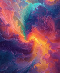 Vivid abstract swirling colors in dynamic fluid motion
