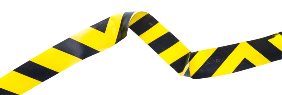 Black and yellow striped ground tape isolated on a white background
