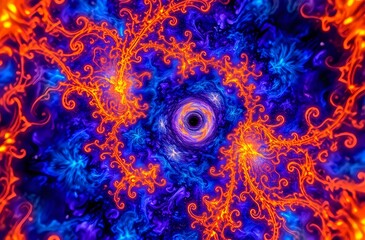 Cosmic Vortex: Swirling Purple and Blue Fractal Art