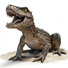 Obraz premium Realistic Dinosaur Creature Breathing Life into Imagination on White Background