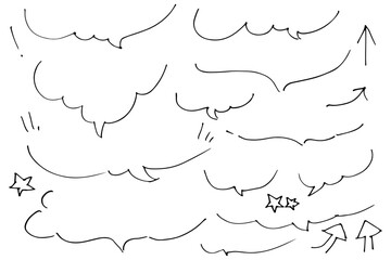 シンプルな手描きのふきだしセット　ベクター
