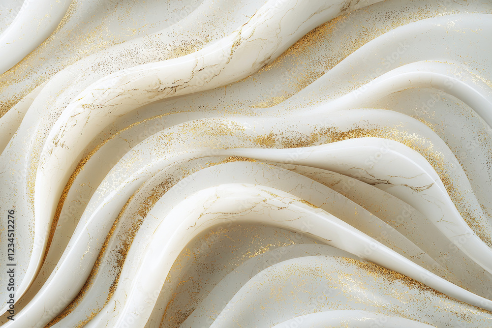 Poster swirling marble pattern in soft neutral tones with hints of gold on a clean white background present