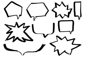 シンプルな手描きのふきだしセット　ベクター