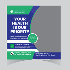 Doctor healthcare medical social media post design and web template square flyer and banner design