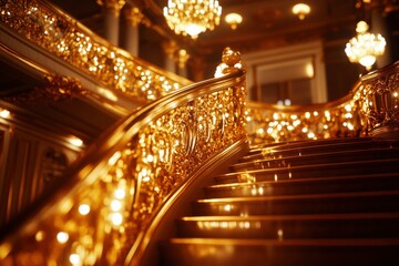 Obraz premium Ornate Golden Staircase in a Grand Building