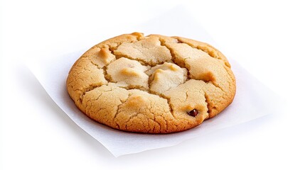 Close Up of a Single Chocolate Chip Cookie on Parchment Paper