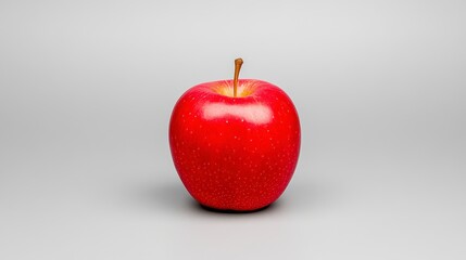 Close Up Of A Single Ripe Red Apple On Gray Background