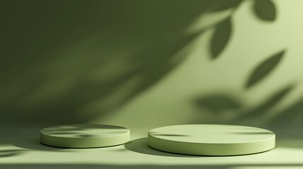 Two Cylindrical Platforms with Leaf Shadows