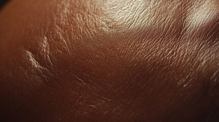 Fototapeta premium Close-up brown leather texture, studio shot, subtle lighting, background blurred, upholstery design