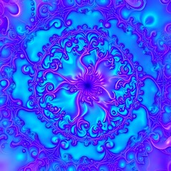 Cosmic Fractal Bloom - Vibrant Blue Purple Abstract Wallpaper