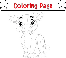 Happy Cow coloring page. Farm animal coloring page for kids.