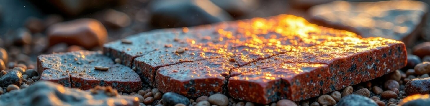 Fragment of a broken lapide with earthy tones, earthy, stone