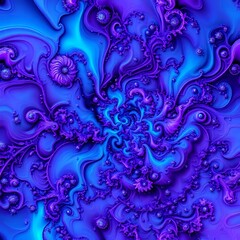 Cosmic Odyssey: Vibrant Blue Purple Fractal Galaxy