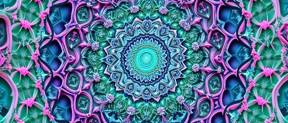 Vibrant Symmetry: Futuristic Apollonian Gaskets in Blue and Pink