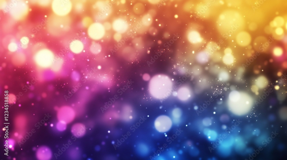 Poster abstract background with vibrant bokeh lights of various colors in a dreamy style
