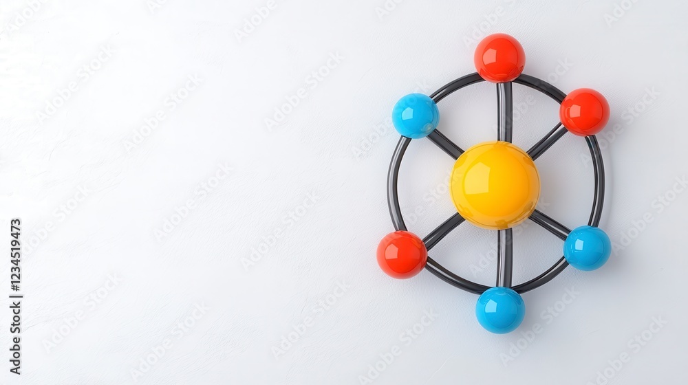 Poster colorful abstract molecular structure 3d rendering